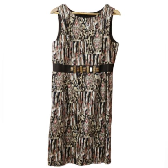 Peck Peck Mixed Animal Print Y2K Career Pencil Dress Sassy Workwear 12 - Picture 1 of 11